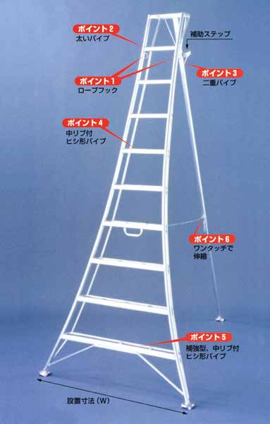 アルミ製三脚 天板付固定伸縮式タイプ