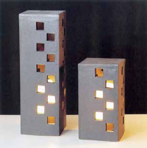 陶照明　庭あんどん黒市松