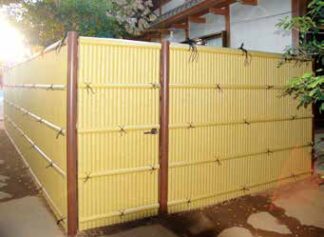 建仁寺両面扉セット 90丸柱 [みやび] ゴマ竹 [なごみ] 青竹 煤竹 (横竹選択)